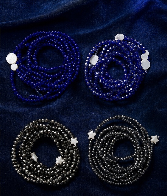 Cristal azul marino y gunmetal